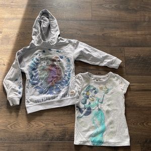 Disney Size 4 Bundle Princess Jasmine Shirt & Frozen Elsa and Anna Hoodie